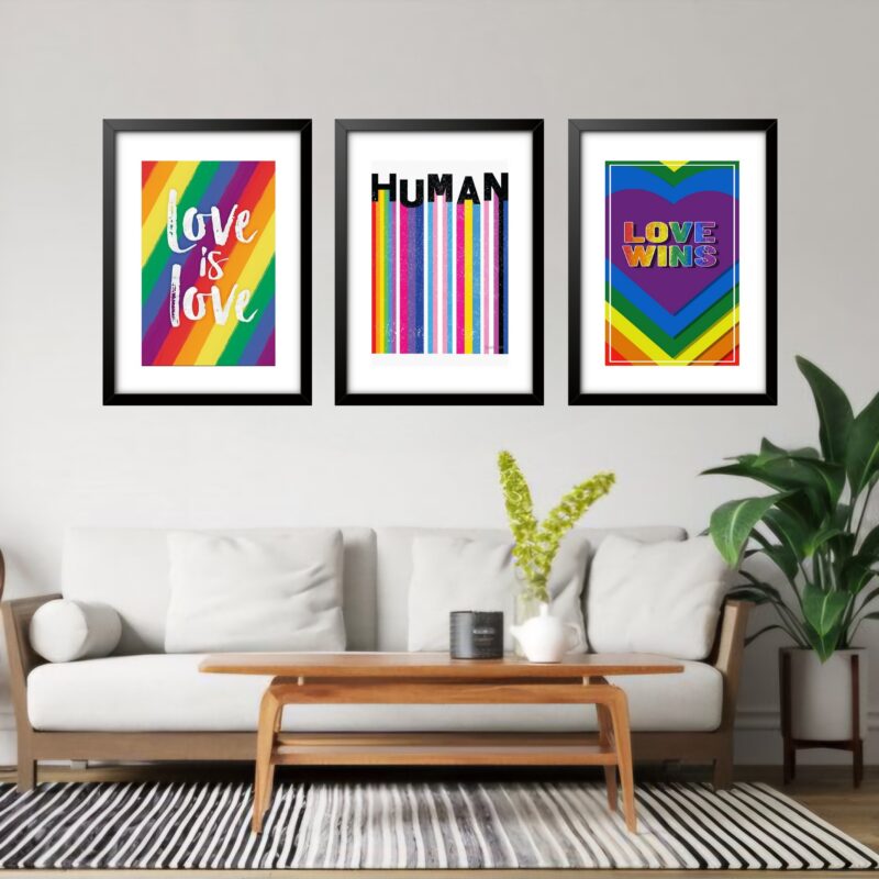 Kit 3 Quadros Grandes Pride 60x48cm