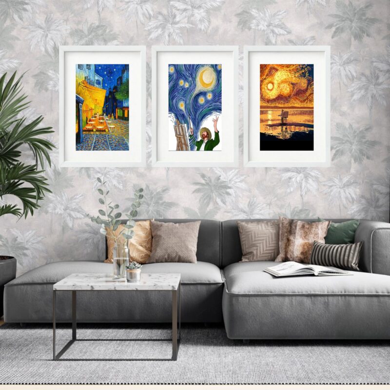 Kit 3 Quadros Grandes Releitura Van Gogh 60x48cm - Image 2
