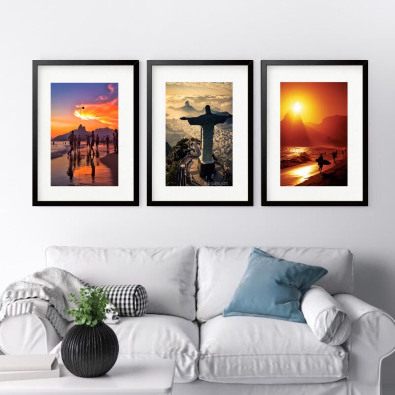 Kit 3 Quadros Grandes Rio de Janeiro - 60x48cm