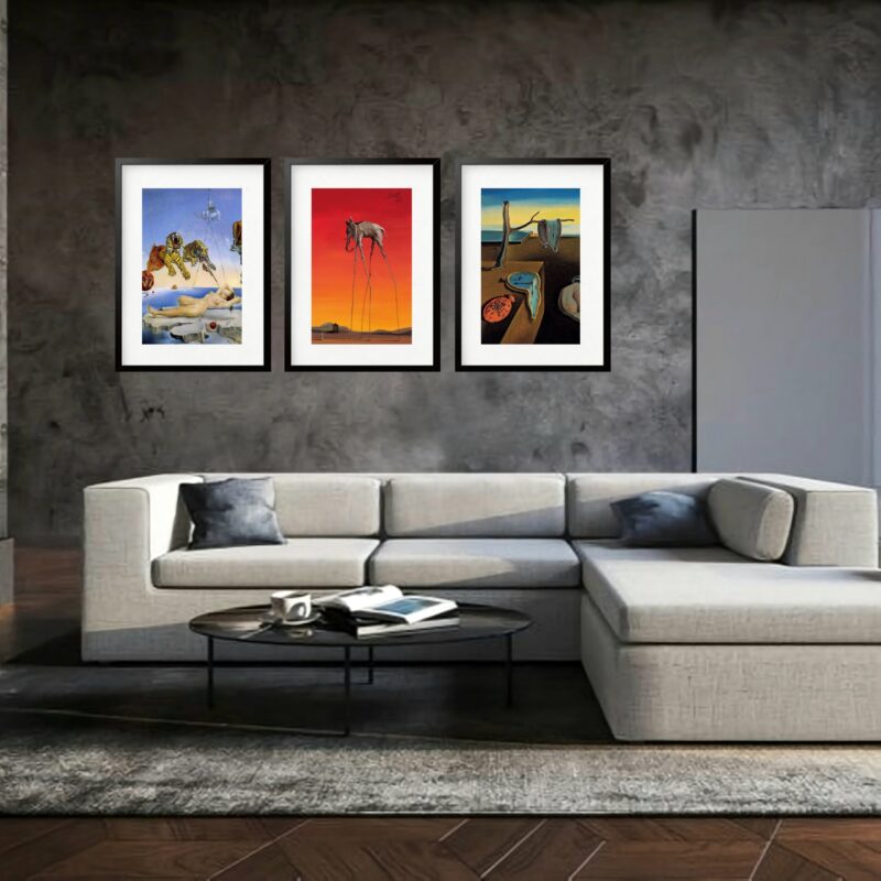Kit 3 Quadros Grandes Salvador Dalí Collection 60x48cm
