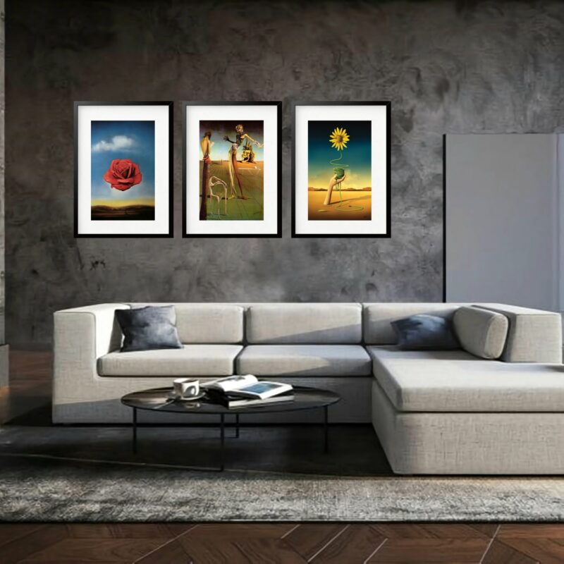 Kit 3 Quadros Grandes Salvador Dalí Collection I 60x48cm