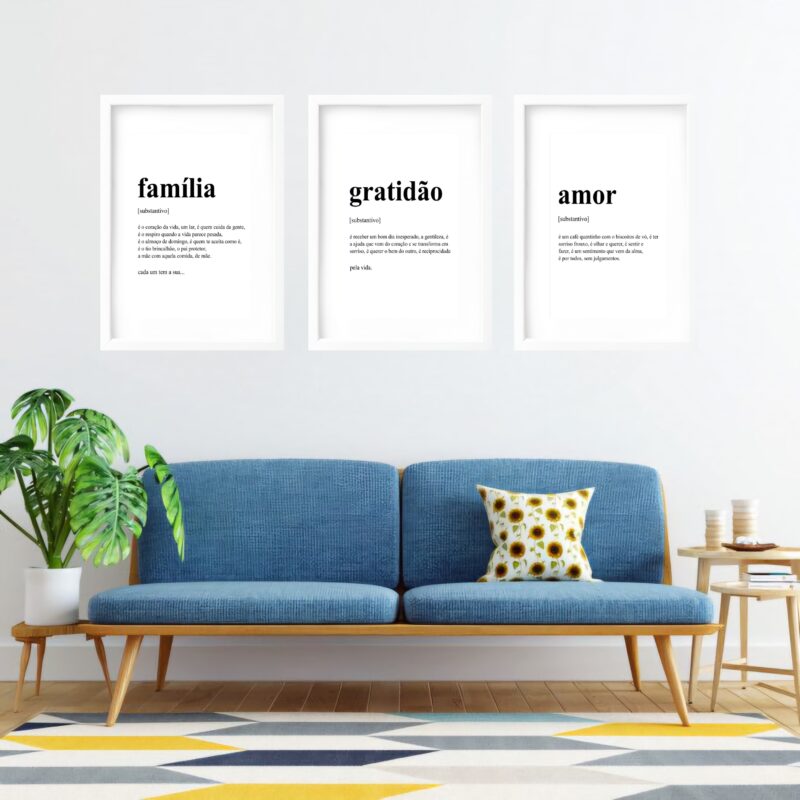 Kit 3 Quadros Grandes Significados Família Gratidão Amor 60x48cm - Image 2