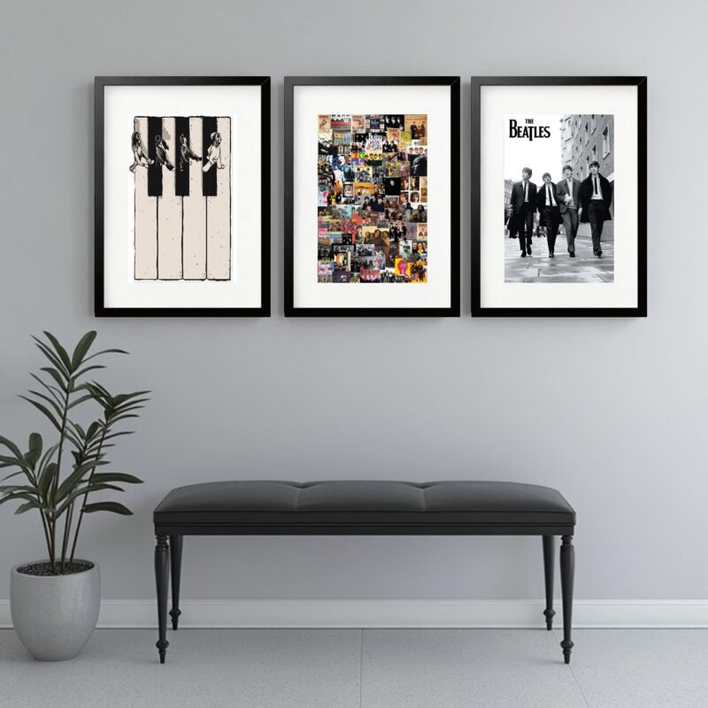 Kit 3 Quadros Grandes The Beatles - 60x48cm