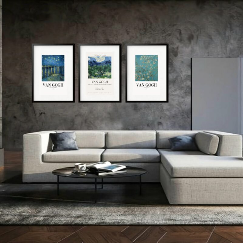 Kit 3 Quadros Grandes Van Gogh Collection 60x48cm