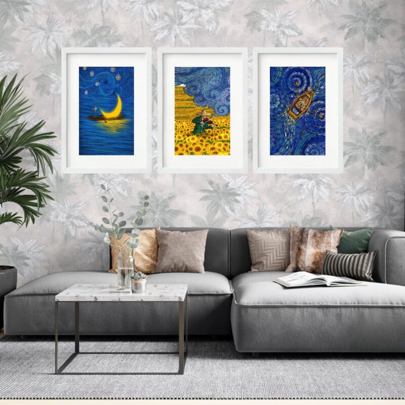 Kit 3 Quadros Grandes Van Gogh Releitura Collection 60x48cm - Image 2
