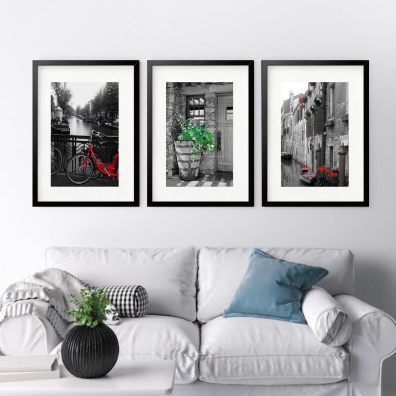 Kit 3 Quadros Grandes Veneza - 60x48cm