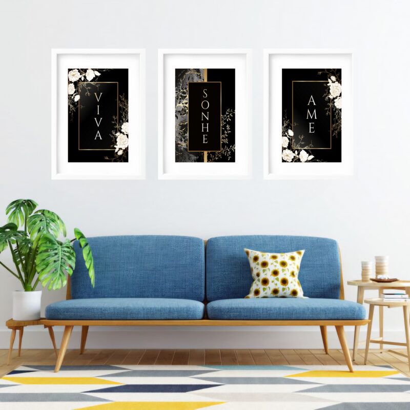 Kit 3 Quadros Grandes Viva Sonhe Ame 60x48cm - Image 2