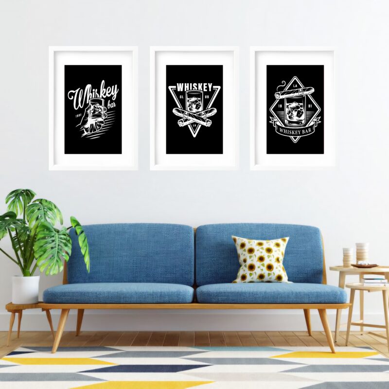Kit 3 Quadros Grandes Whiskey 60x48cm - Image 2