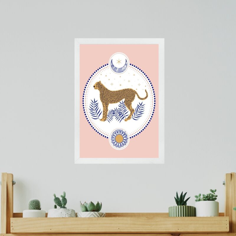 Quadro Decorativo Boho Leopardo - Sol e Lua