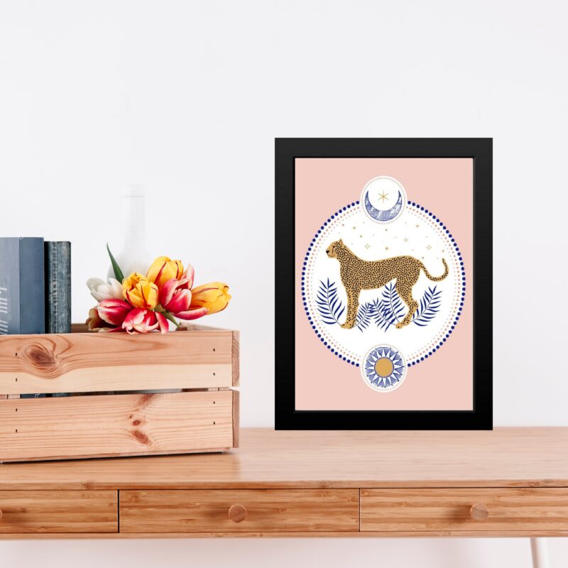 Quadro Decorativo Boho Leopardo - Sol e Lua