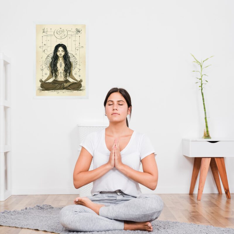 Quadro-Decorativo-Ioga-Postura-De-Lotus