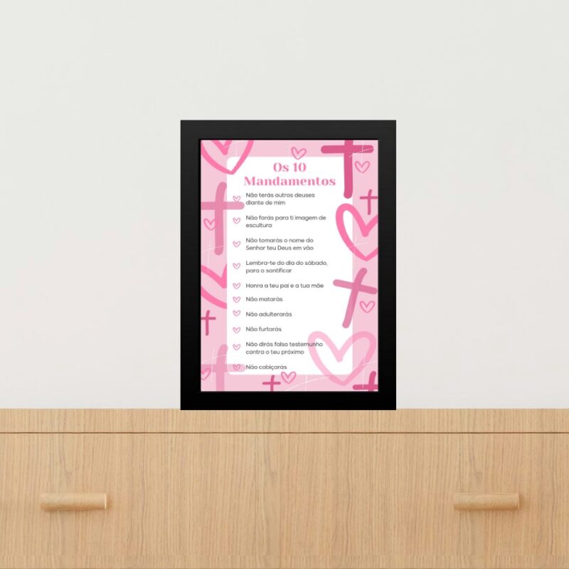 Quadro Decorativo Os 10 Mandamentos - Rosa