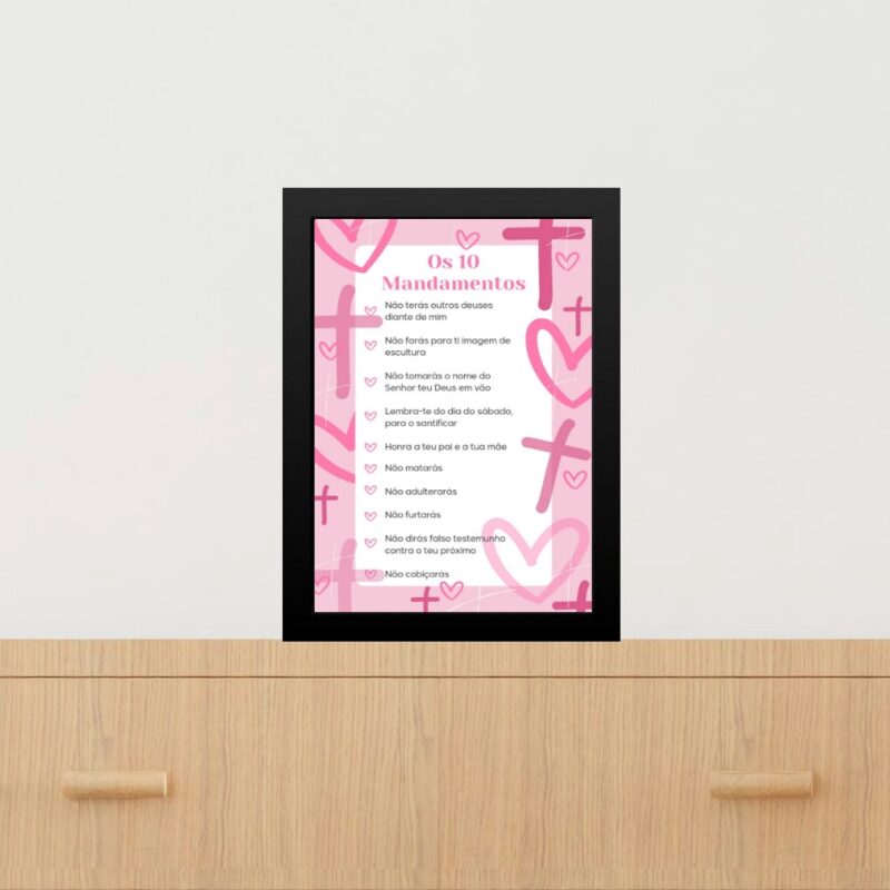 Quadro Decorativo Os 10 Mandamentos - Rosa