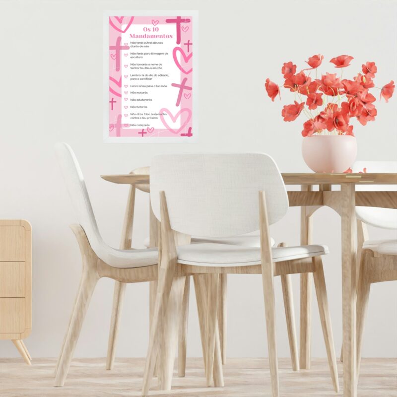 Quadro Decorativo Os 10 Mandamentos - Rosa