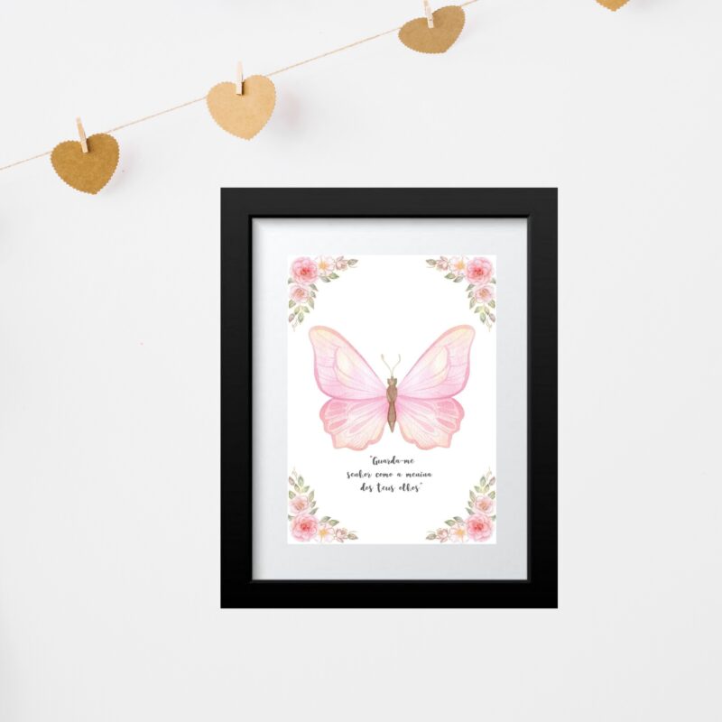 Quadro Grande Salmo Borboleta Rosa - 60x48 Cm