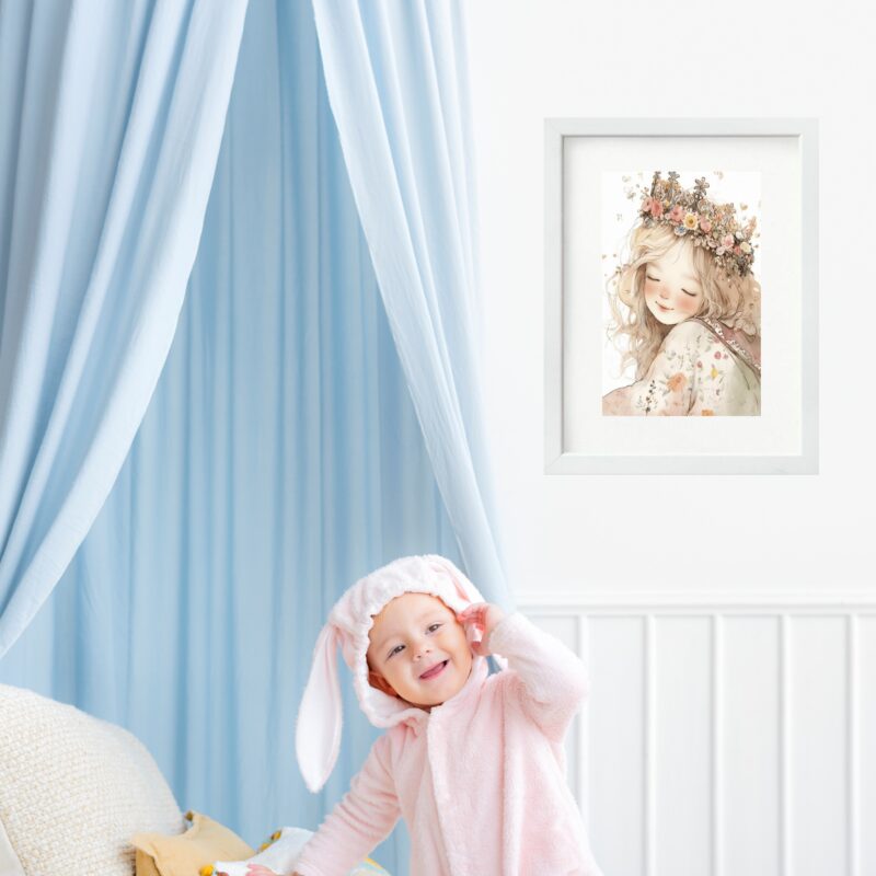Quadro Infantil Grande Menina Princesa - 60x48 Cm