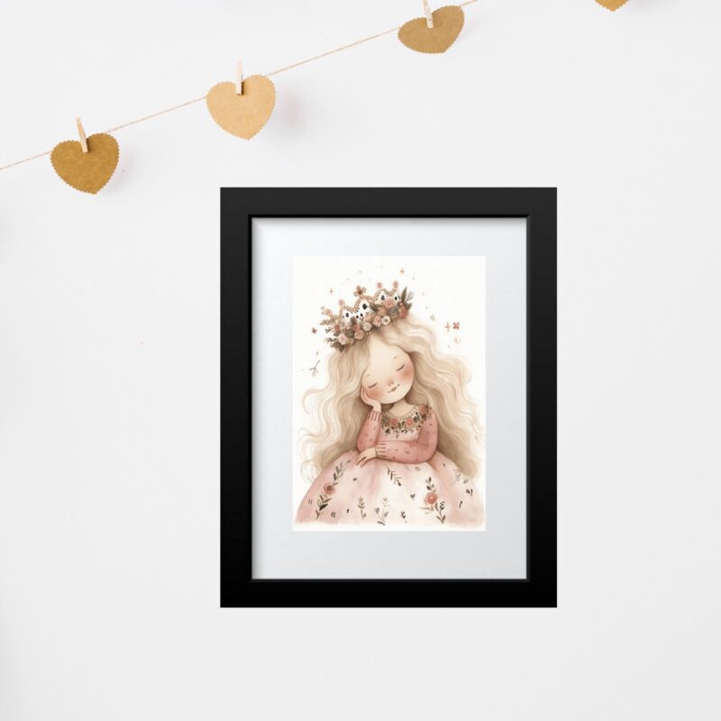 Quadro Infantil Grande Princesa Vintage - 60x48 Cm