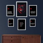 Composição 5 Quadros Motivacionais Sucesso - Lobo
