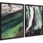 Kit 2 Quadros Abstratos Verde - Efeito Pintura