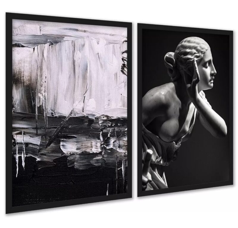 Kit 2 Quadros Contemporâneos Pretos