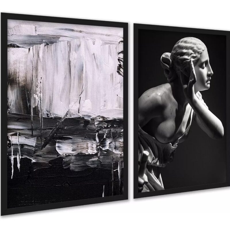 Kit 2 Quadros Contemporâneos Pretos