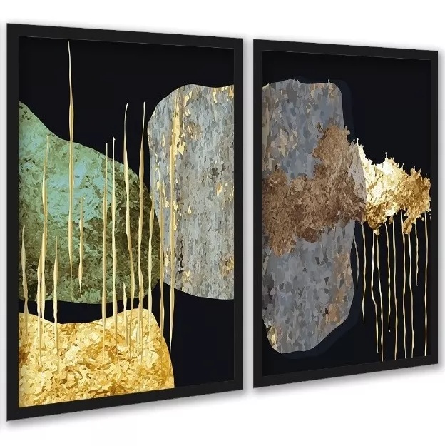Kit 2 Quadros Decorativos Abstratos Contemporâneos