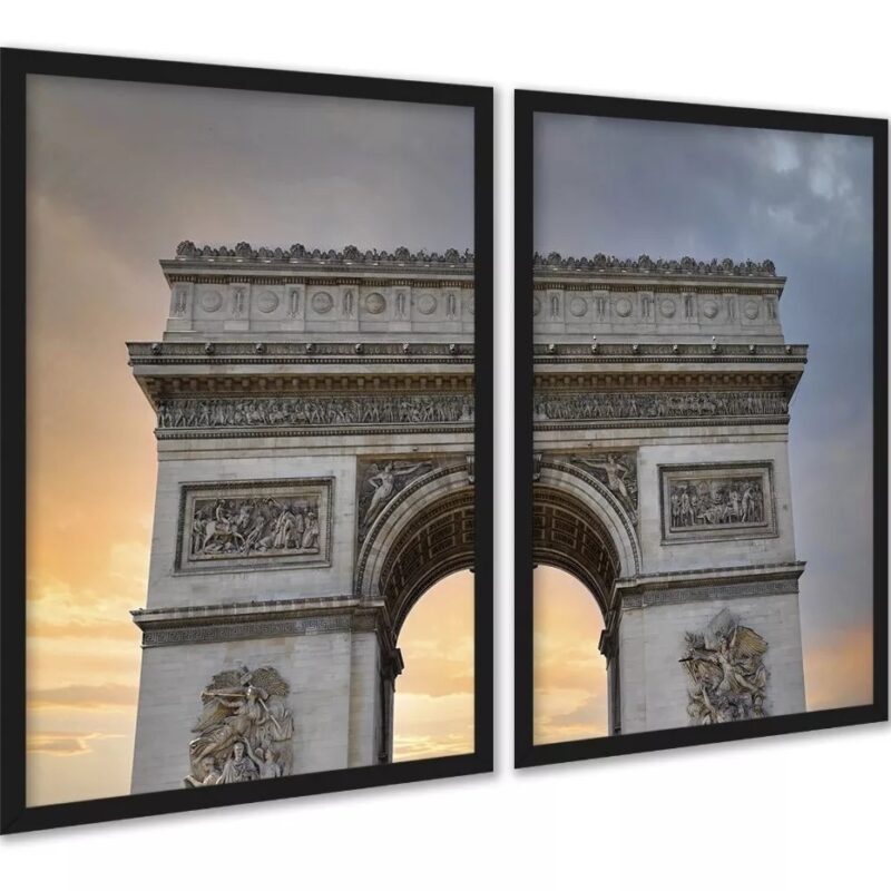 Kit 2 Quadros Decorativos Arco Do Triunfo