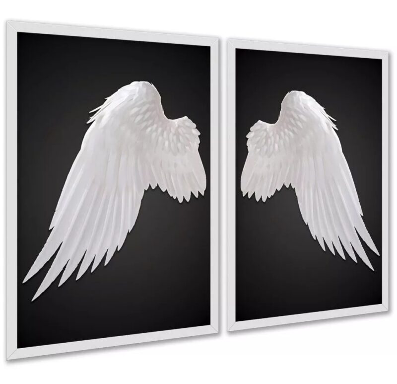 Kit 2 Quadros Decorativos Asas De Anjo