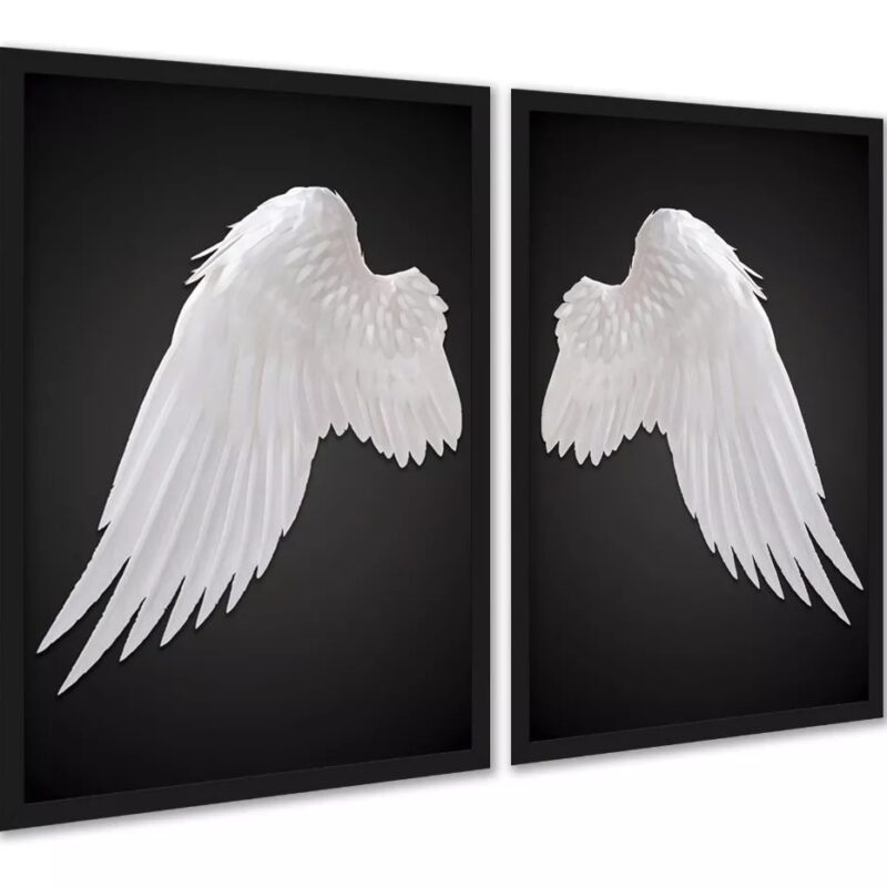 Kit 2 Quadros Decorativos Asas De Anjo