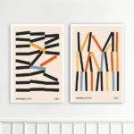 Kit 2 Quadros Decorativos Bauhaus Minimalista