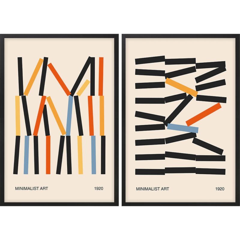 Kit 2 Quadros Decorativos Bauhaus Minimalista