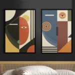 Kit 2 Quadros Decorativos Cubismo Abstrato