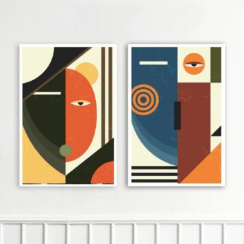Kit 2 Quadros Decorativos Cubismo Abstrato