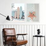 Kit 2 Quadros Decorativos De Praia - Surf Estrela Do Mar