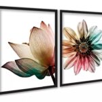 Kit 2 Quadros Decorativos Floral Colorido Arco Iris