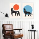 Kit 2 Quadros Decorativos Lobos Boho