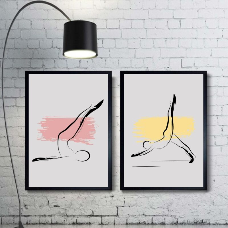 Kit 2 Quadros Decorativos Pilates - Abstratos