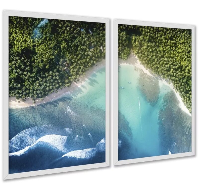 Kit 2 Quadros Decorativos Praia Floresta