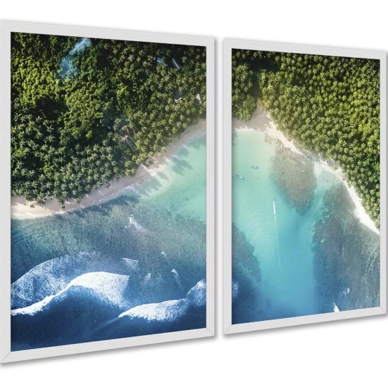 Kit 2 Quadros Decorativos Praia Floresta