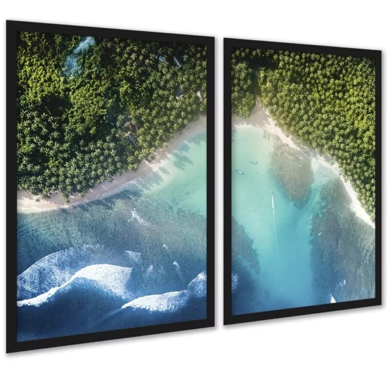 Kit 2 Quadros Decorativos Praia Floresta