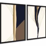 Kit 2 Quadros Elegantes Neutros Abstratos