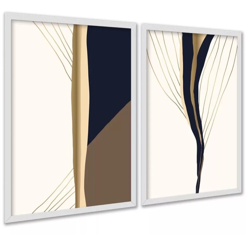 Kit 2 Quadros Elegantes Neutros Abstratos - Image 2