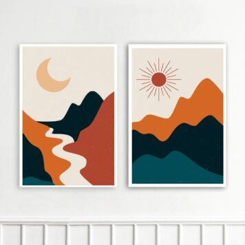 Kit 2 Quadros Estilo Boho - Paisagens