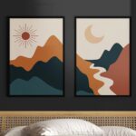 Kit 2 Quadros Estilo Boho - Paisagens