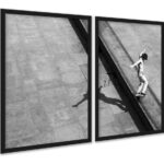 Kit 2 Quadros Foto Skatista Preto e Branco