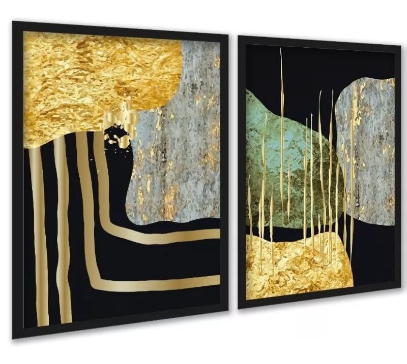 Kit 2 Quadros Modernos Abstratos Contemporâneos