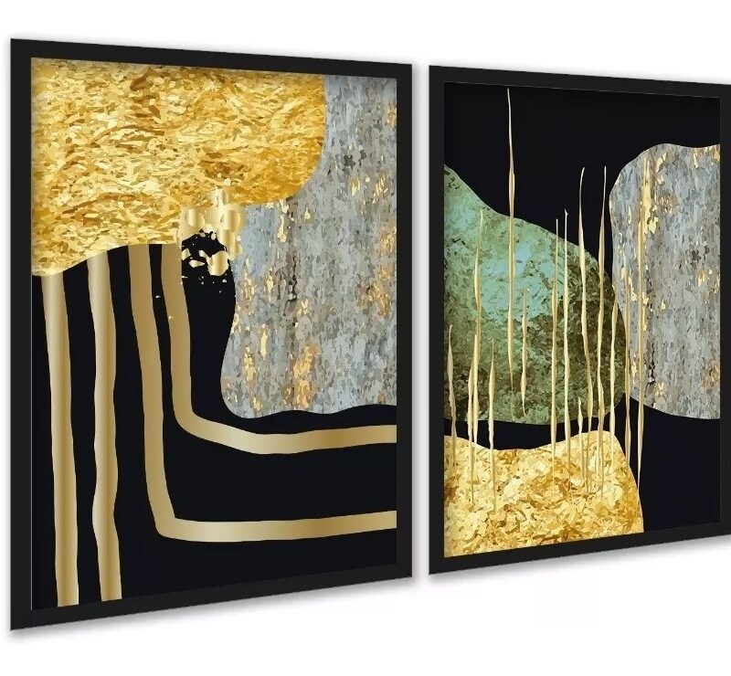 Kit 2 Quadros Modernos Abstratos Contemporâneos