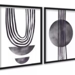 Kit 2 Quadros Modernos Cinza Para Sala Ou Quarto