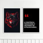 Kit 2 Quadros Motivacionais Constância - Lobo