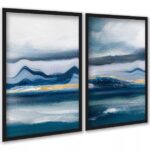 Kit 2 Quadros Paisagem Azul - Efeito Pintura